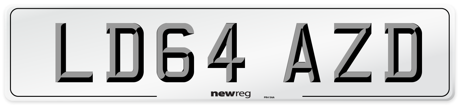 LD64 AZD Number Plate from New Reg